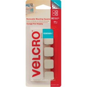 VELCRO%C2%AE+Removable+Mounting+Tape+-+0.75%26quot%3B+Length+x+0.75%26quot%3B+Width+-+80+%2F+Pack+-+White