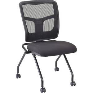 Lorell Chair - Black Fabric Seat - Mesh Back - Metal Frame - Rectangular Base - Black - 2 / Carton