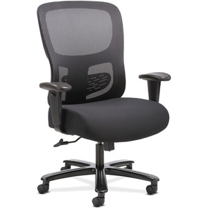Sadie+Big+and+Tall+Task+Chair+-+Black+Fabric%2C+Plush+Seat+-+Black+Mesh+Back+-+5-star+Base+-+Black+-+1+Each