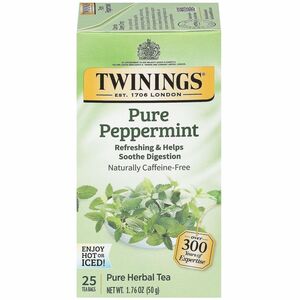 Twinings+of+London+Pure+Peppermint+Herbal+Tea+Bag+-+Herbal+Tea+-+1.8+oz+-+Caffeine-free+-+25+%2F+Box
