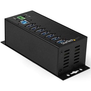 StarTech.com 7 Port USB Hub w/ Power Adapter - Metal Industrial USB 3.0 Data Hub - Din Rail, Wall & Desk Mountable USB 3.1 Gen 1 5Gbps Hub - Industrial USB 3.0 hub w/ rugged metal housing. 15kV/8kV ESD protection and 350W surge protection. Mountable to de