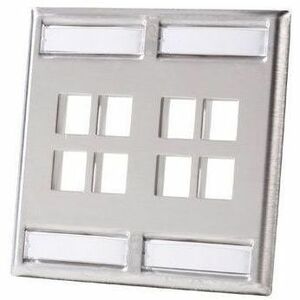 Ortronics Dual Gang Stainless Steel Faceplate-Holds Eight Keystone jacks or Modules