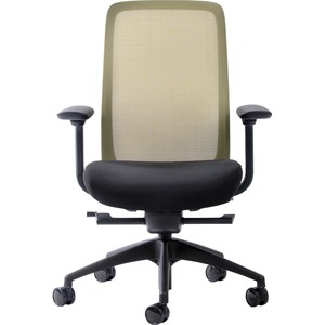 Eurotech Vera Mesh Back Executive Chair - Black Fabric Seat - Mesh Back - 5-star Base - Black, Gold - 1 Each