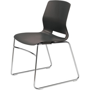 KFI+Swey+Collection+Sled+Base+Chair+-+Black+Polypropylene+Seat+-+Black+Polypropylene+Back+-+Silver+Stainless+Steel+Frame+-+Sled+Base+-+1+Each