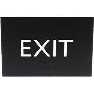 Lorell+Exit+Sign+-+4.5%26quot%3B+Width+x+6.8%26quot%3B+Height+-+Rectangular+Shape+-+Surface-mountable+-+Easy+Readability%2C+Braille+-+Indoor+-+Plastic+-+Black+-+1+Each