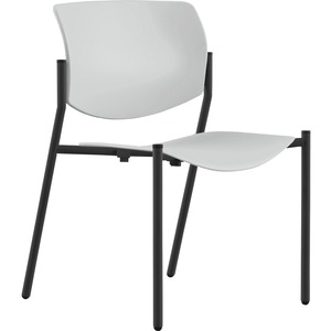 9 to 5 Seating Shuttle Armless Stack Chair with Glides - White Plastic Seat - White Plastic Back - Powder Coated, Black Frame - Four-legged Base - 1 Each