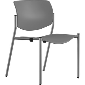 9 to 5 Seating Shuttle Armless Stack Chair with Glides - Dove Gray Plastic Seat - Dove Gray Plastic Back - Powder Coated, Silver Frame - Four-legged Base - 1 Each