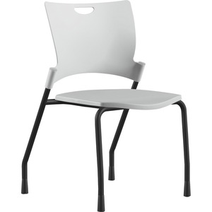 9 to 5 Seating Bella Plastic Seat Stack Chair - White Thermoplastic Seat - White Thermoplastic Back - Black Frame - Four-legged Base - 1 Each