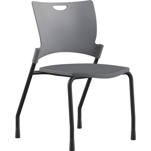 9+to+5+Seating+Bella+Plastic+Seat+Stack+Chair+-+Dove+Thermoplastic+Seat+-+Dove+Gray+Thermoplastic+Back+-+Black+Frame+-+Four-legged+Base+-+1+Each