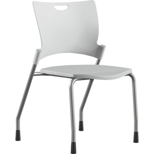 9 to 5 Seating Bella Plastic Seat Stack Chair - White Thermoplastic Seat - White Thermoplastic Back - Silver Frame - Four-legged Base - 1 Each