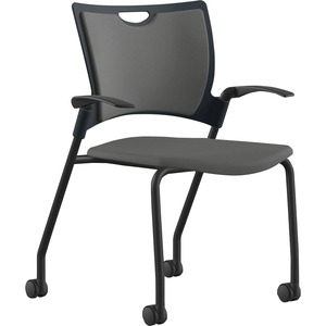 9 to 5 Seating Bella Fabric Seat Mobile Stack Chair - Dove Fabric, Foam, Plastic Seat - Dove Gray Fabric, Plastic, Foam Back - Powder Coated, Black Frame - Four-legged Base - 1 Each
