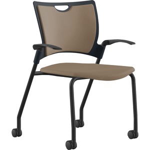 9+to+5+Seating+Bella+Fabric+Seat+Mobile+Stack+Chair+-+Latte+Fabric%2C+Foam%2C+Plastic+Seat+-+Latte+Fabric%2C+Plastic%2C+Foam+Back+-+Powder+Coated%2C+Black+Frame+-+Four-legged+Base+-+1+Each