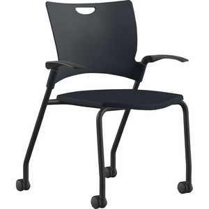 9+to+5+Seating+Bella+Fixed+Arms+Mobile+Stack+Chair+-+Black+Thermoplastic+Seat+-+Black+Thermoplastic+Back+-+Powder+Coated%2C+Black+Frame+-+Four-legged+Base+-+1+Each