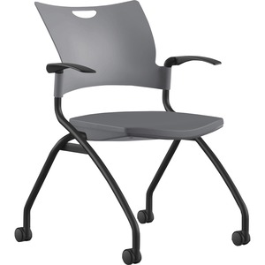 9 to 5 Seating Bella Fixed Arms Mobile Nesting Chair - Dove Thermoplastic Seat - Dove Gray Thermoplastic Back - Black, Powder Coated Frame - Four-legged Base - 1 Each