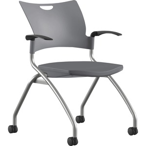 9+to+5+Seating+Bella+Fixed+Arms+Mobile+Nesting+Chair+-+Dove+Thermoplastic+Seat+-+Dove+Gray+Thermoplastic+Back+-+Silver%2C+Powder+Coated+Frame+-+Four-legged+Base+-+1+Each