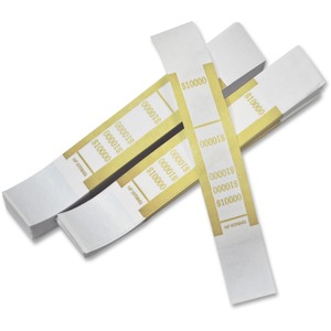 ICONEX Currency Straps - Total $10,000 - Adhesive, Sturdy, Color Coded - Kraft Paper - Dark Yellow