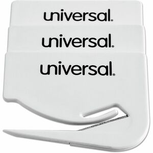 Universal+Manual+Letter+Opener+-+Concealed+Steel+Blade+-+Plastic+Handle+-+Handheld+-+White+-+3+%2F+Pack