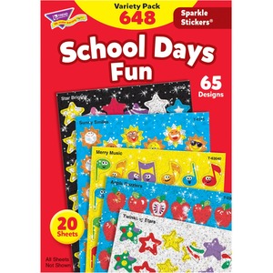 Trend Sparkle Stickers School Days Fun Stickers - Fun Theme/Subject - Acid-free, Non-toxic, Photo-safe - 8