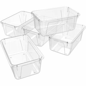 Storex+Crystal+Clear+Cubby+Bin+-+5.18%26quot%3B+Height+x+7.80%26quot%3B+Width+x+12.09%26quot%3B+Length+-+Clear+-+5+%2F+Carton