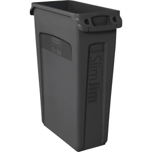Rubbermaid+Commercial+Slim+Jim+23-Gallon+Vented+Waste+Containers+-+23+gal+Capacity+-+Rectangular+-+Durable%2C+Handle+-+30%26quot%3B+Height+x+11%26quot%3B+Width+x+22%26quot%3B+Depth+-+Black+-+4+%2F+Carton