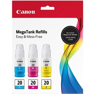 Canon GI-20 CMY Ink Bottle Value Pack - Inkjet - Cyan, Magenta, Yellow - 3 / Pack