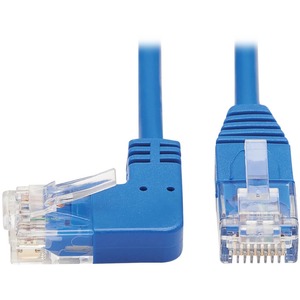 Tripp Lite by Eaton Left-Angle Cat6 Gigabit Molded Slim UTP Ethernet Cable (RJ45 Left-Angle M to RJ45 M) Blue 7 ft. (2.13 m)
