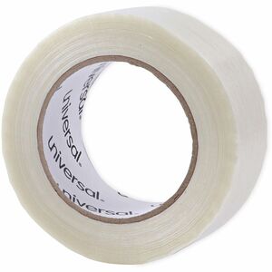 Universal+120%23+Utility+Grade+Filament+Tape%2C+3%26quot%3B+Core%2C+48+mm+x+54.8+m%2C+Clear+-+59.93+yd+Length+x+1.89%26quot%3B+Width+x+4.3+mil+Thickness+-+3%26quot%3B+Core+-+Clear+-+Synthetic+Rubber+-+Plastic+Backing+-+1+Roll