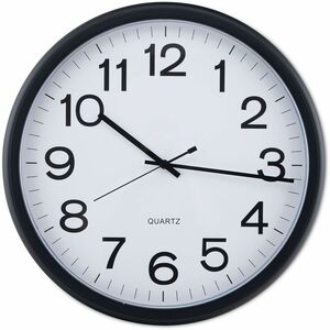 Universal+Products+Wall+Clock+-+Analog+-+Quartz+-+White+Main+Dial+-+Black+Case+-+Plastic