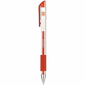 Universal+Comfort+Grip+Gel+Pen%2C+Stick%2C+Medium+0.7+mm%2C+Red+Ink%2C+Clear%2FRed+Barrel%2C+Dozen+-+0.7+mm+Medium+Conical+Pen+Point+-+Red+Ink+-+Water+Based+-+Clear%2C+Red+Barrel+-+1+Dozen