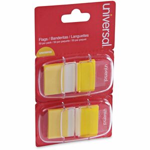Universal+Flag+-+100+-+Rectangle+-+Yellow+-+Removable%2C+Self-stick%2C+Pop-up%2C+Repositionable+-+Dispenser+Included+-+100+%2F+Pack