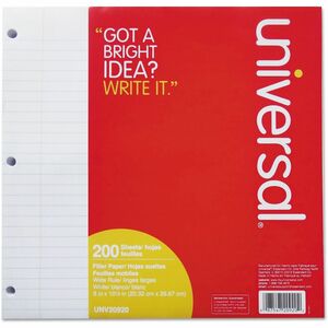 Universal+Filler+Paper%2C+3-Hole%2C+8+x+10.5%2C+Wide%2FLegal+Rule%2C+200%2FPack+-+200+Sheets+-+Wide+Ruled%2C+Legal+Ruled+Front+Ruling+-+Red+Margin+-+3+Hole%28s%29+-+15+lb+Basis+Weight+-+White+Paper+-+200+%2F+Pack