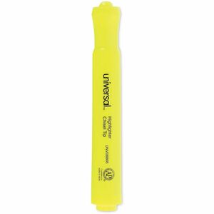 Universal+Highlighter+-+Chisel+Marker+Point+-+Fluorescent+Yellow+Ink+-+Yellow+Round%2C+Tank+Barrel+-+36+%2F+Pack