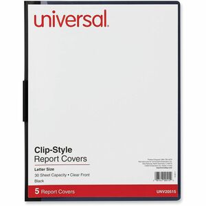 Universal+Report+Cover+-+8+1%2F2%26quot%3B+x+11%26quot%3B+-+30+Sheets+Capacity+-+1+x+Clip+Fastener%28s%29+-+Unpunched+-+5+Pack