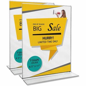 Universal+Sign+Holder+-+8.50%26quot%3B+Holding+Width+x+11%26quot%3B+Holding+Height+-+Rectangular+Shape+-+Double+Sided+-+Durable%2C+Shatter+Proof%2C+Side-loading+-+Acrylic%2C+Plastic+-+Clear+-+2+%2F+Pack
