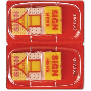 Universal+Flag+-+500+-+1%26quot%3B+Flag%2FNote+Width+x+1+3%2F4%26quot%3B+Flag%2FNote+Length+-+Rectangle+-+SIGN+HERE+-+Yellow+-+Pop-up%2C+Repositionable%2C+Reusable+-+Dispenser+Included+-+500+%2F+Pack