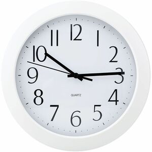 Universal+Wall+Clock+-+Analog+-+Quartz+-+White+Main+Dial+-+White+Case+-+Plastic+-+Modern+Style