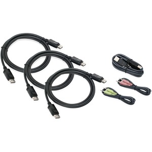IOGEAR 4K Triple View DisplayPort Cable Kit with USB and Audio (TAA)