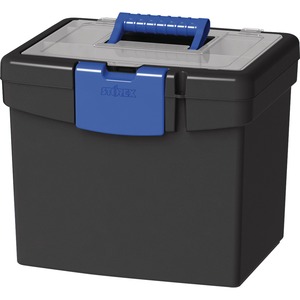 Storex+File+Storage+Box+with+XL+Storage+Lid+-+External+Dimensions%3A+10.9%26quot%3B+Length+x+13.3%26quot%3B+Width+x+11%26quot%3B+Height+-+30+lb+-+Media+Size+Supported%3A+Letter+8.50%26quot%3B+x+11%26quot%3B+-+Clamping+Latch+Closure+-+Plastic+-+Black%2C+Blue+-+For+File%2C+Folder+-+1+Each