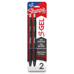 Sharpie+S-Gel+Pens+-+0.7+mm+Pen+Point+-+Blue+Ink+-+Gel-based+-+Black+Barrel+-+2+%2F+Pack
