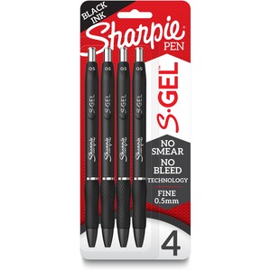 Sharpie+S-Gel+Pens+-+0.5+mm+Fine+Pen+Point+-+Black+Ink+-+Gel-based+-+Black+Barrel+-+4+%2F+Pack