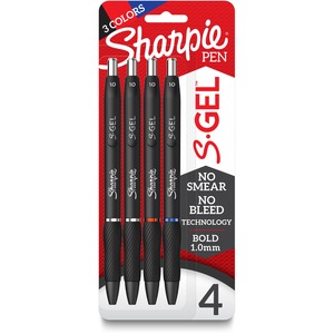 Sharpie+S-Gel+Pens+-+1+mm+Pen+Point+-+Multi+Ink+-+Gel-based+-+Black+Barrel+-+4+%2F+Pack
