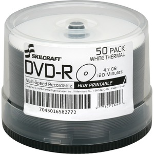 SKILCRAFT%C2%AE+DVD+Recordable+Media+-+DVD-R+-+16x+-+4.70+GB+-+50+-+TAA+Compliant+-+120mm+-+Printable+-+Laser+Print+Technology+-+2+Hour+Maximum+Recording+Time