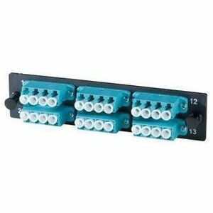 Ortronics Q-Series OFP Adapter Panel, 6-LC Quad , 24 fiber, multimode aqua adapters, OM3/4