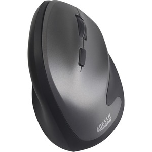 Adesso Antimicrobial Wireless Vertical Ergonomic Mouse - Optical - Wireless - Radio Frequency - 2.40 GHz - Gray, Black - USB - 2400 dpi - Scroll Wheel - 6 Button(s) - Right-handed Only