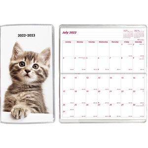 Brownline Cat Cover 18-month Pocket Planner - Monthly - 18 Month - July 2022 till December 2023 - Twin Wire - Pink - Vinyl - 6.5
