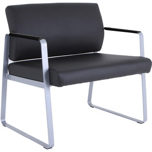 Lorell+Healthcare+Reception+Big+%26+Tall+Sled+Base+Guest+Chair+-+Silver+Powder+Coated+Steel+Frame+-+Sled+Base+-+Black+-+Vinyl+-+1+Each