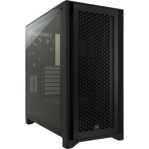 Corsair 4000D AIRFLOW Tempered Glass Mid-Tower ATX Case - Black - Mid-tower - Black - Steel, Tempered Glass, Plastic - 4 x Bay - 2 x 4.72" (120 mm) x Fan(s) Installed - 0 - ATX Motherboard Supported - 6 x Fan(s) Supported - 2 x Internal 3.5" Bay - 2 x Internal 2.5" Bay - 9x Slot(s) - 2 x USB(s) - 1 x Audio In - 1 x Audio Out - Fan Cooler