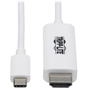 Tripp Lite U444-003-HWE USB-C to HDMI Adapter Cable, M/M, White, 3 ft. - 3 ft HDMI/USB-C A/V Cable for Audio/Video Device, Monitor, Notebook, Tablet, MacBook Pro, Projector, TV, Gaming Computer, HDTV, Smartphone, Audio/Video Box, ... - First End: 1 x USB 3.1 (Gen 1) Type C - Male - Second End: 1 x HDMI 1.4 Digital Audio/Video - Male - Supports up to 4096 x 2160 - Nickel Plated Connector - Gold Plated Contact - 34/24 AWG - White