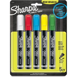 Sharpie+Wet+Erase+Chalk+Markers+-+Medium+Marker+Point+-+Blue%2C+Yellow%2C+White%2C+Red%2C+Green+Ink+-+1+Pack