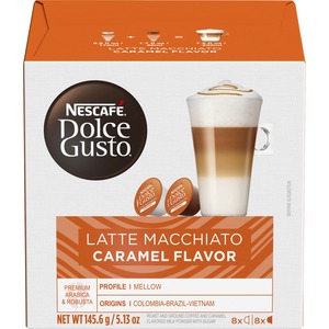 Nescafe Dolce Gusto Pod Latte Macchiato Caramel Coffee - Compatible with Dolce Gusto, Majesto Automatic Coffee Machine - 16 / Box